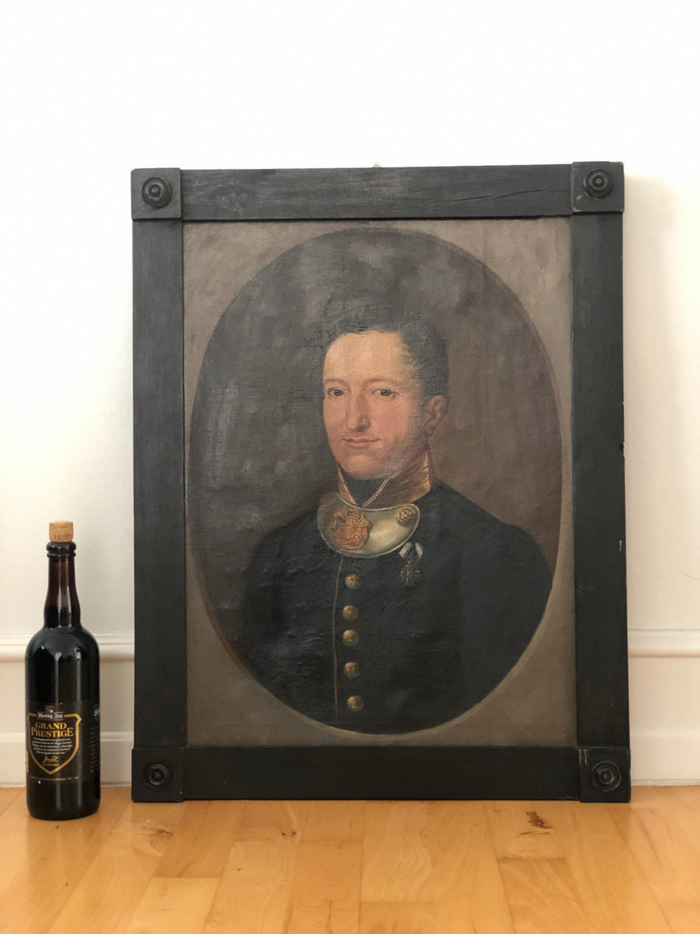 Pair of 19th-Century Portraits paintings of a German Baron and Baroness