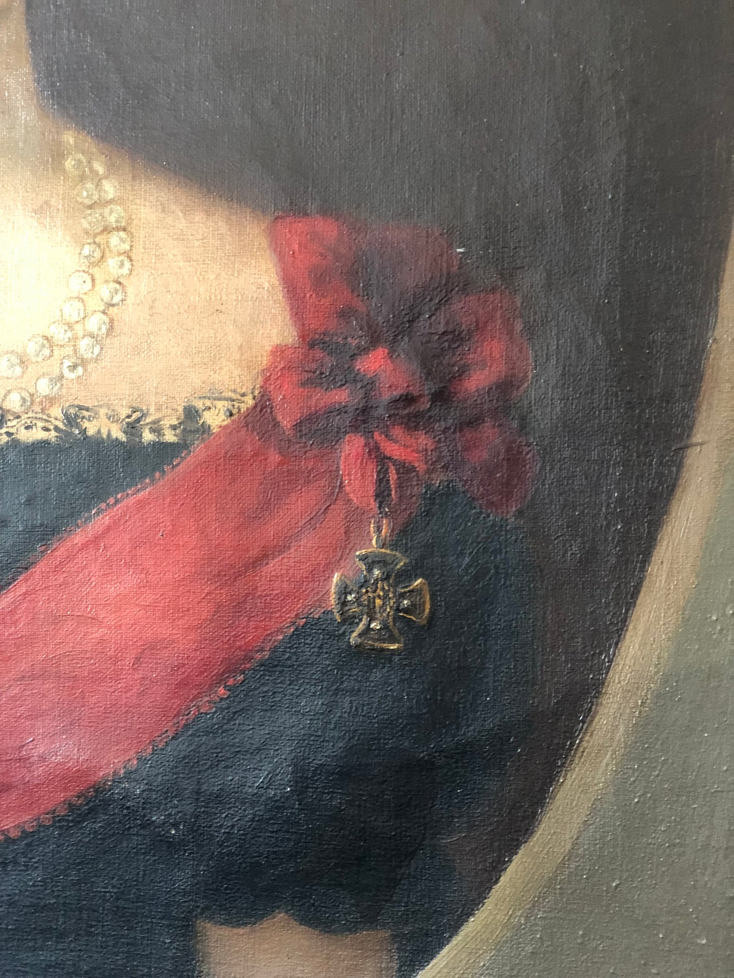 Pair of 19th-Century Portraits paintings of a German Baron and Baroness