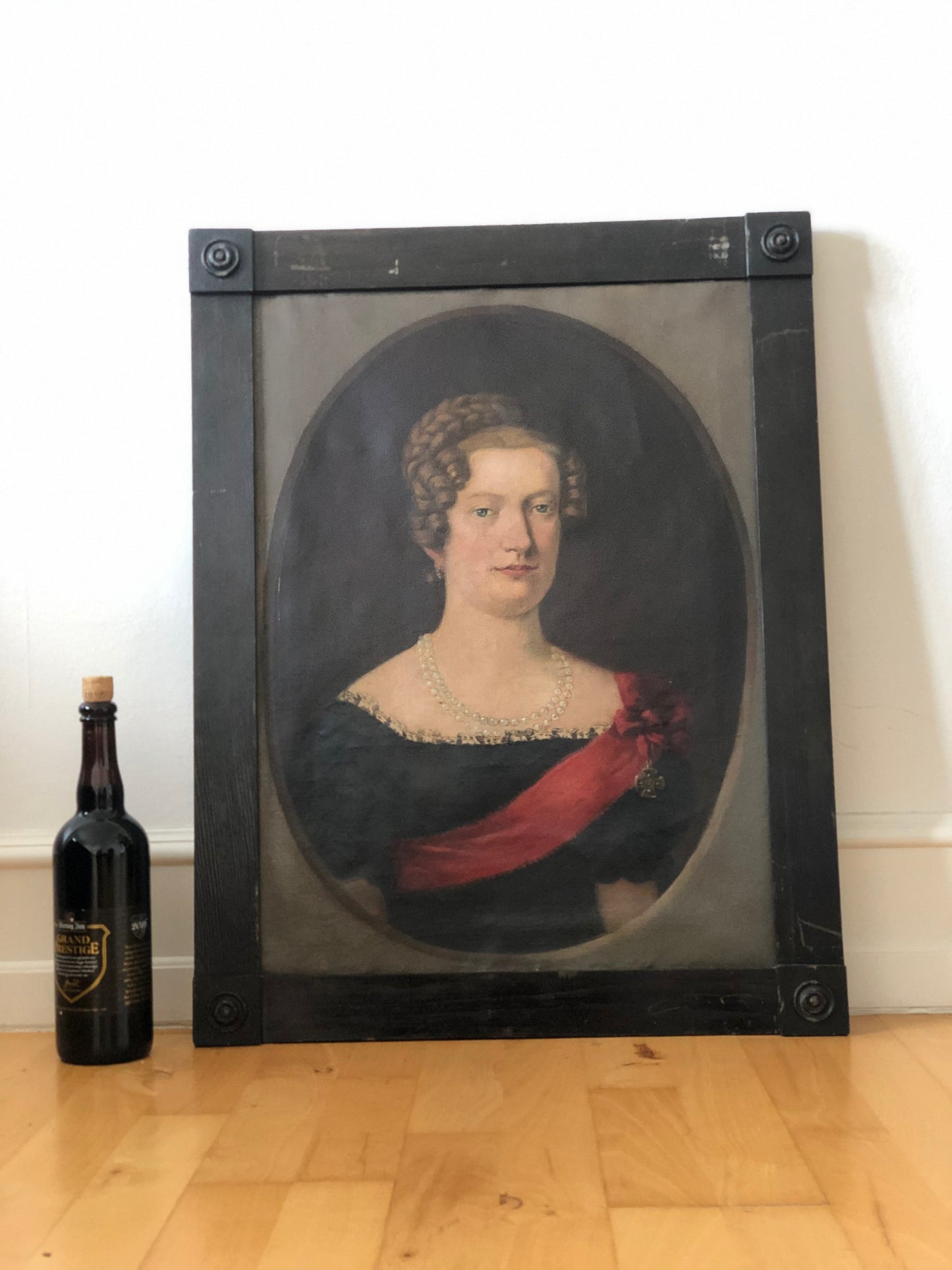 Pair of 19th-Century Portraits paintings of a German Baron and Baroness