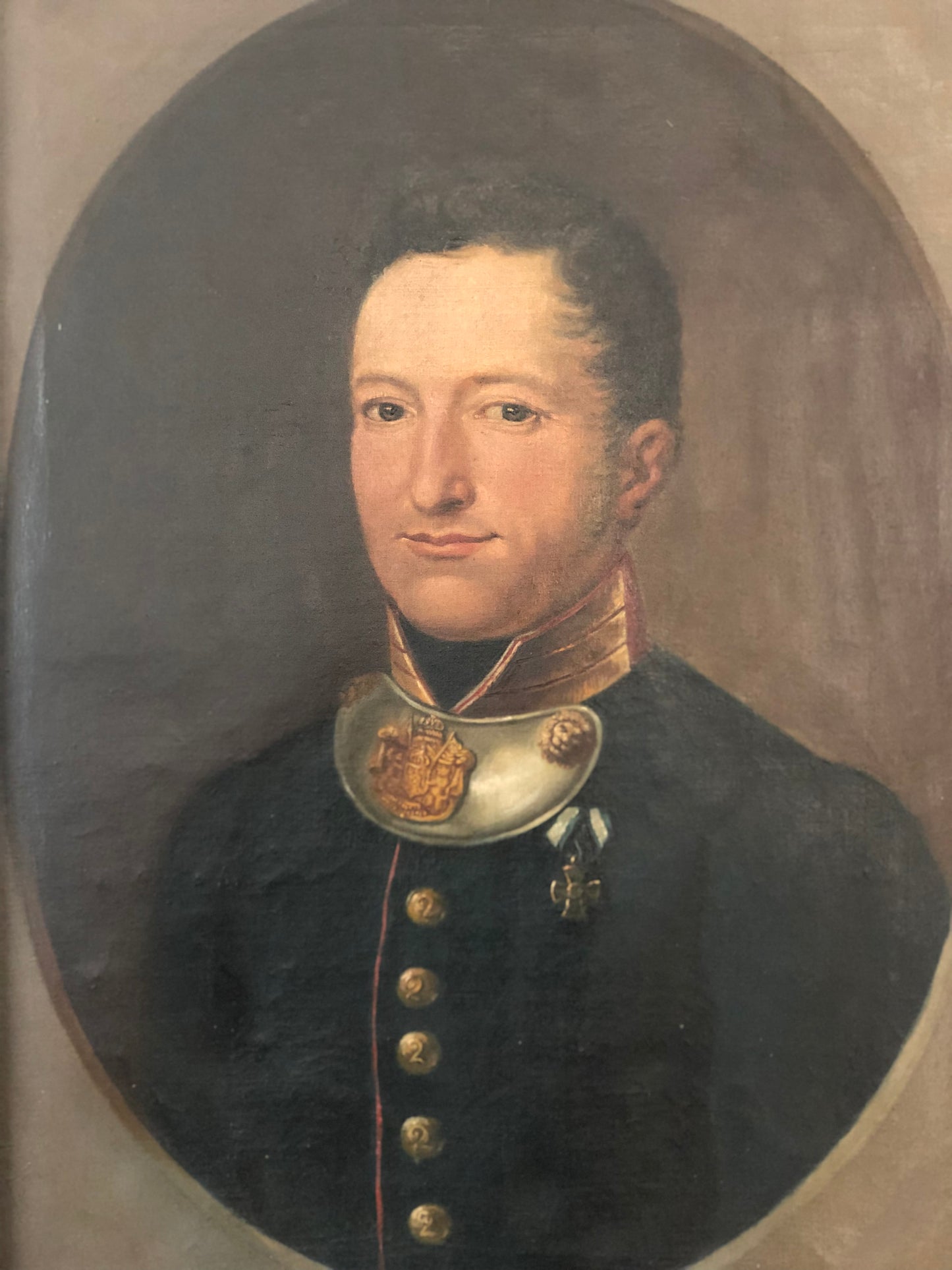 Pair of 19th-Century Portraits paintings of a German Baron and Baroness