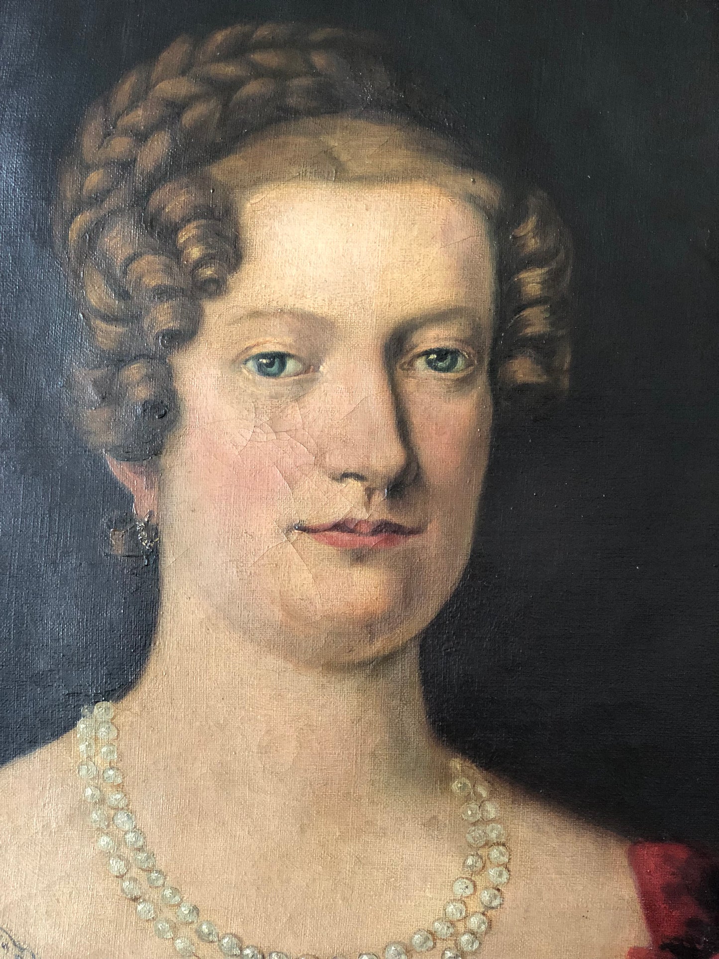 Pair of 19th-Century Portraits paintings of a German Baron and Baroness