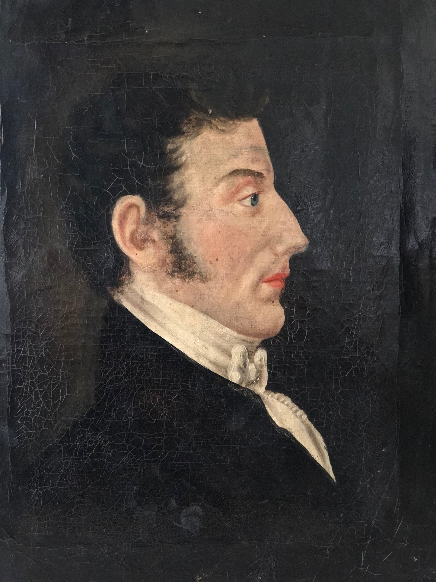 Early 19th Century Profile Portrait Painting Of A Gentleman