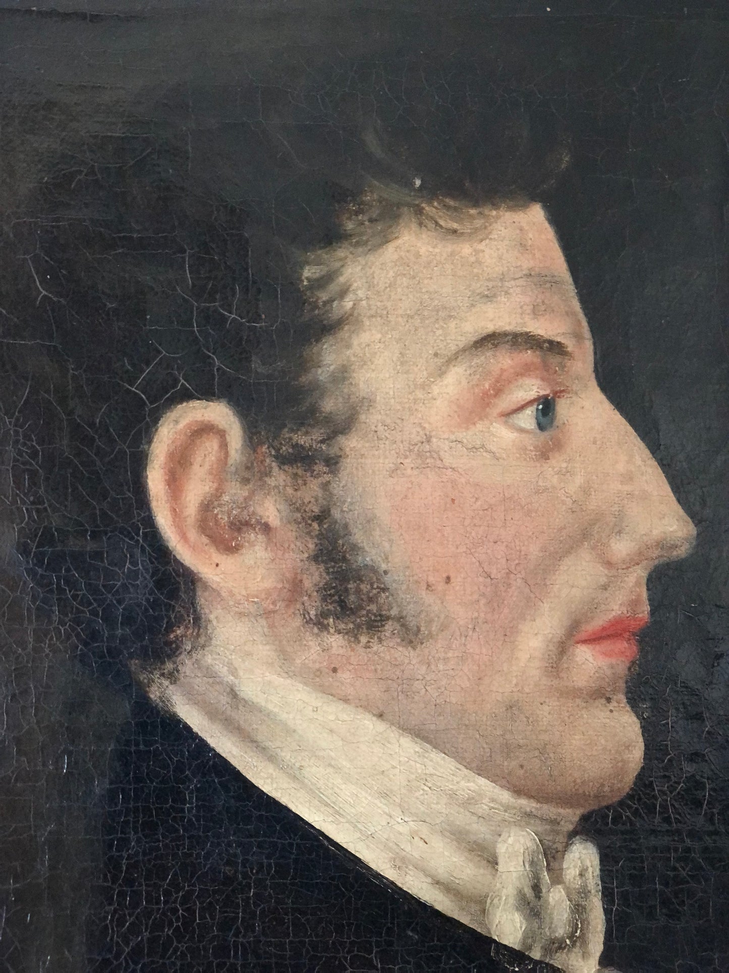 Early 19th Century Profile Portrait Painting Of A Gentleman