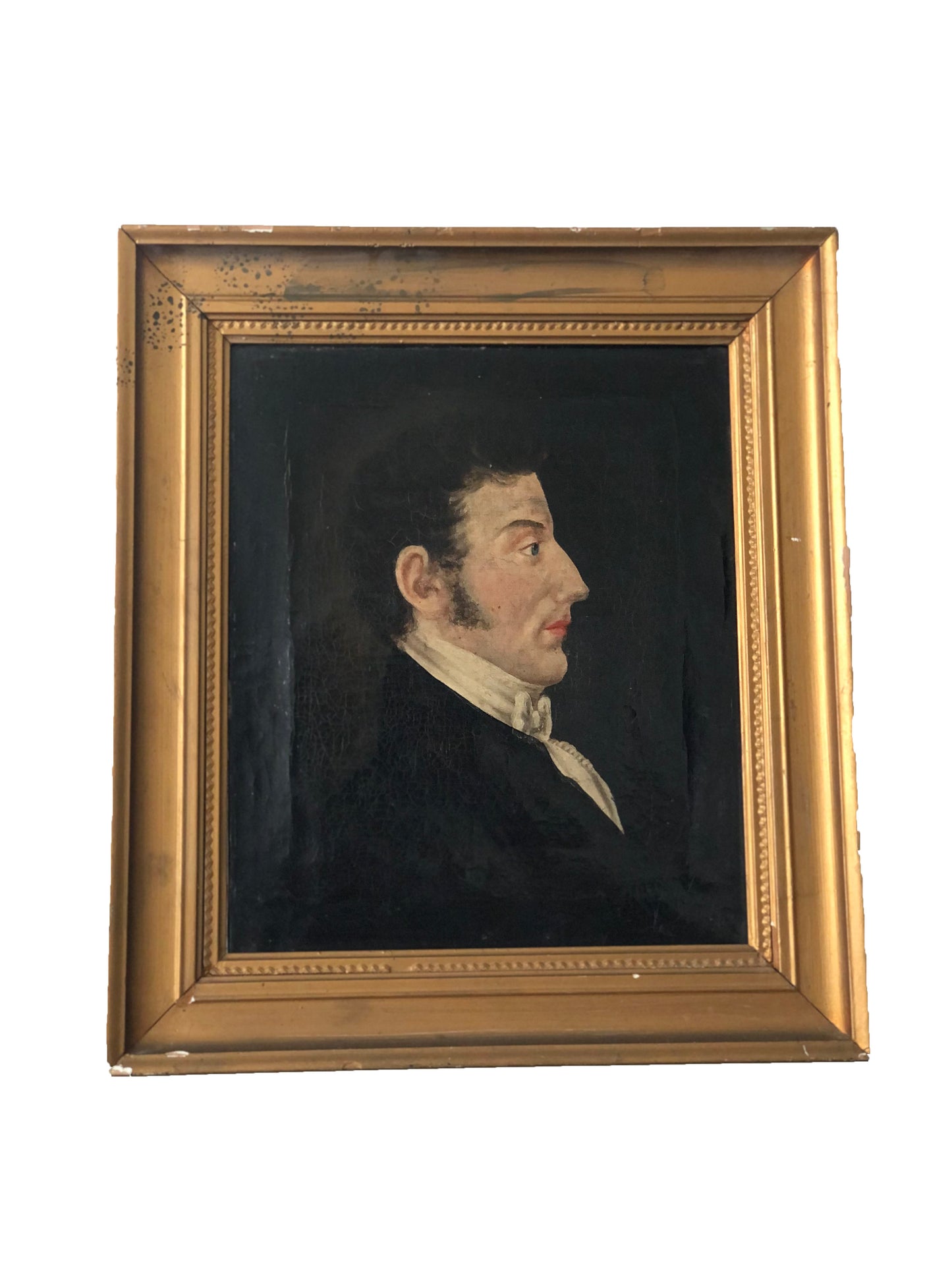 Early 19th Century Profile Portrait Painting Of A Gentleman