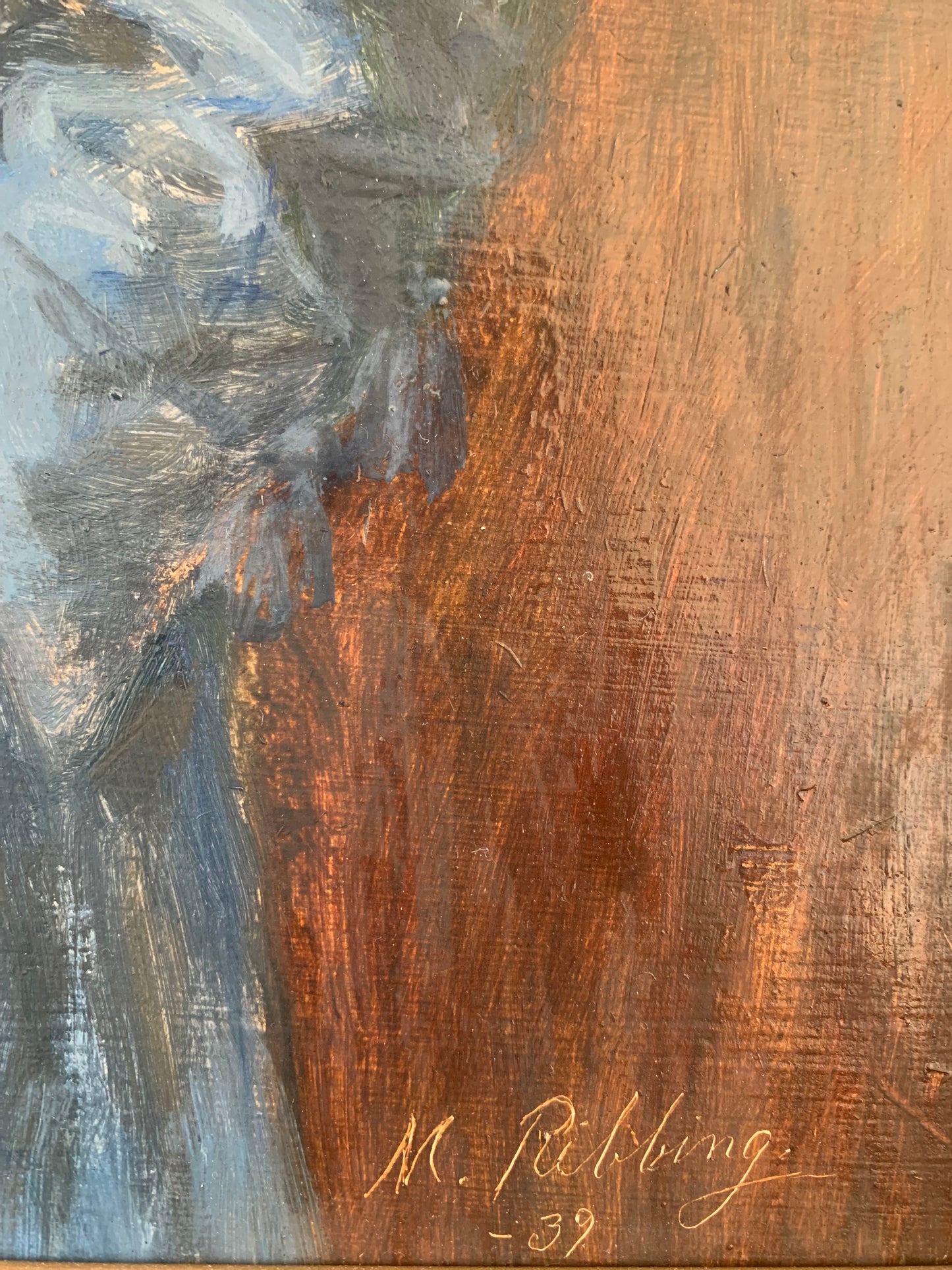 Early 20th century Swedish Oil Painting of Officer in Blue