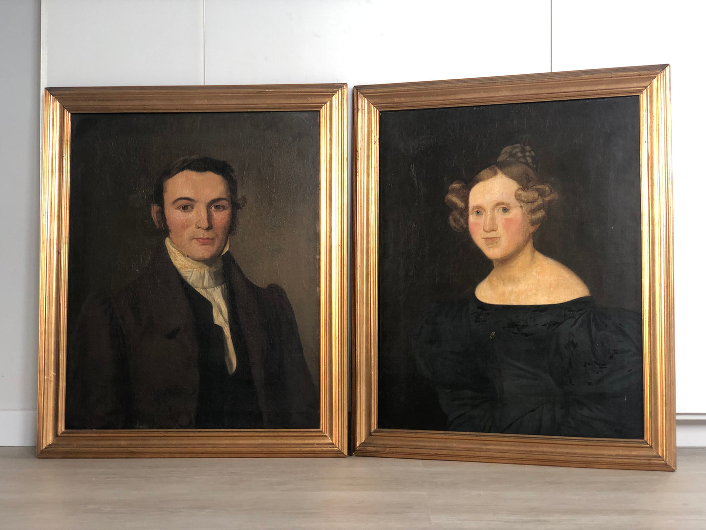 Early 18th century Set of 2 Oil Paintings of Danish Couple