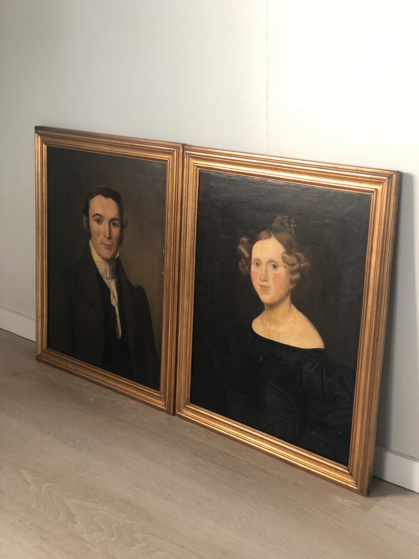 Early 18th century Set of 2 Oil Paintings of Danish Couple