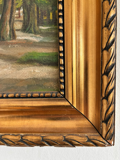 Vintage Signed Cottage Landscape Oil Painting