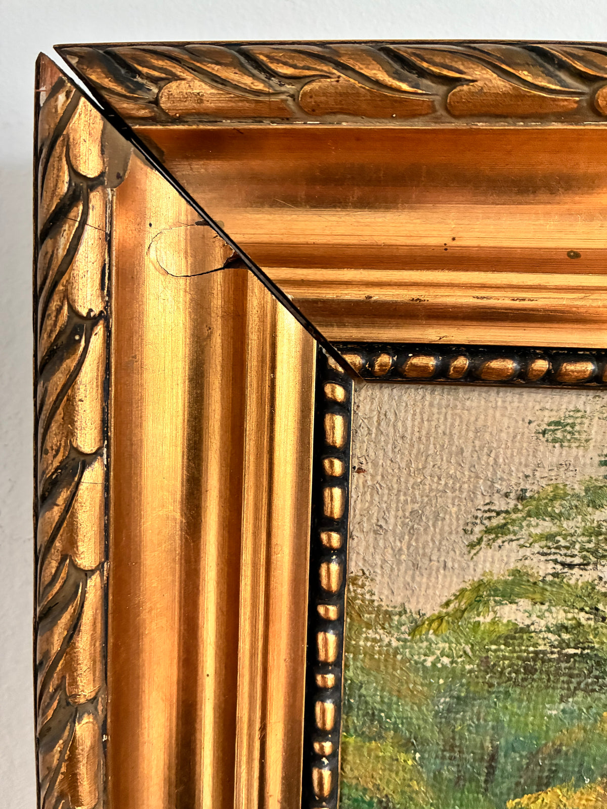 Vintage Signed Cottage Landscape Oil Painting