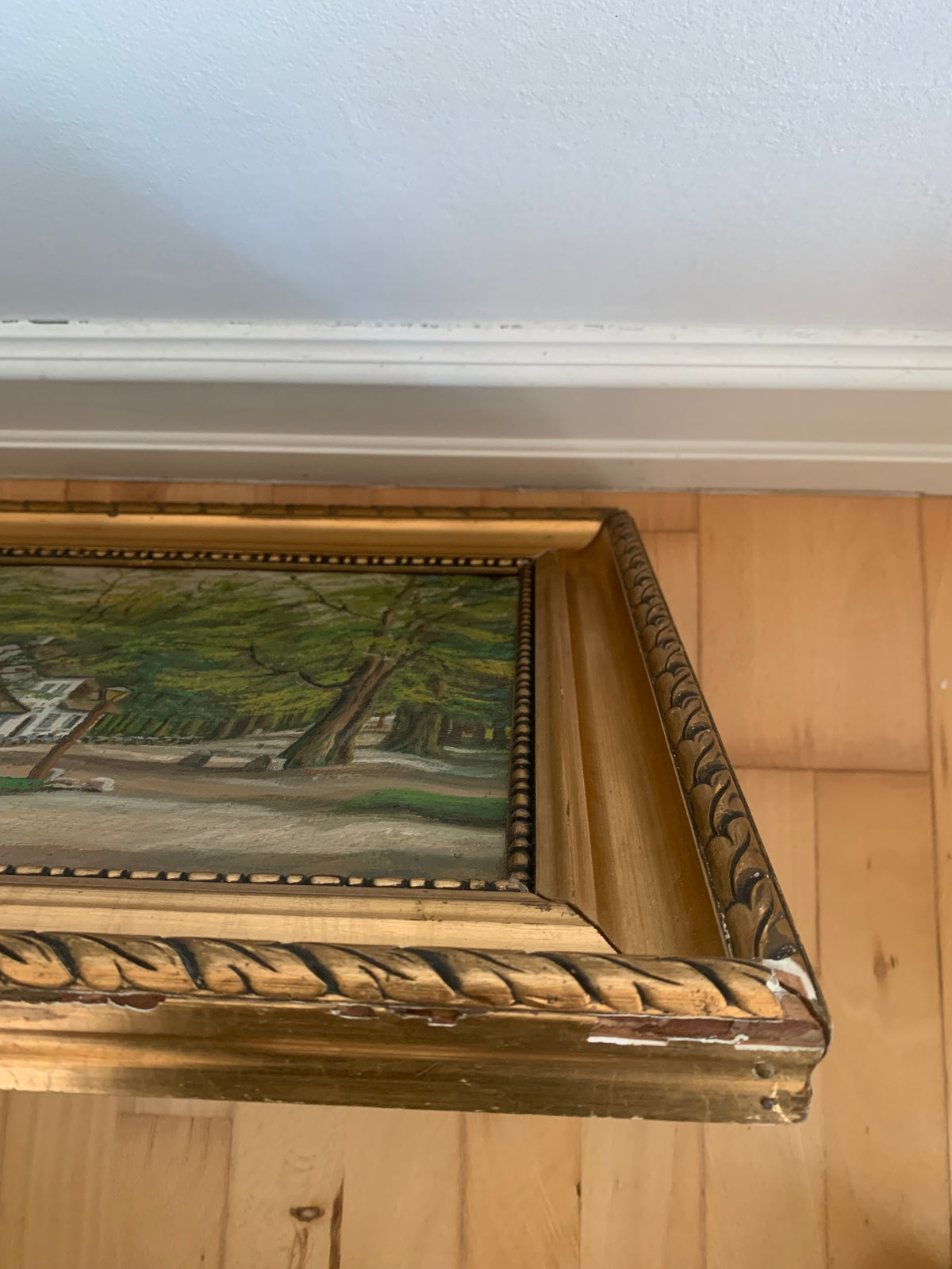 Vintage Signed Cottage Landscape Oil Painting