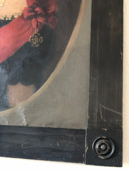 Pair of 19th-Century Portraits paintings of a German Baron and Baroness