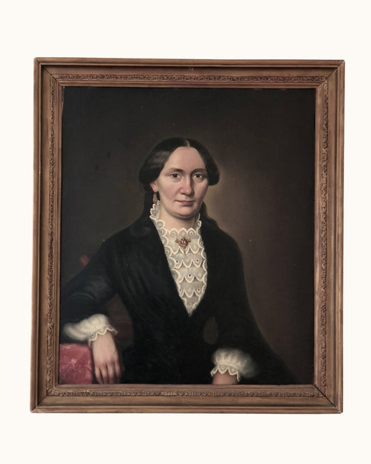 Antique Oil Portrait Painting of a German lady, circa 1840