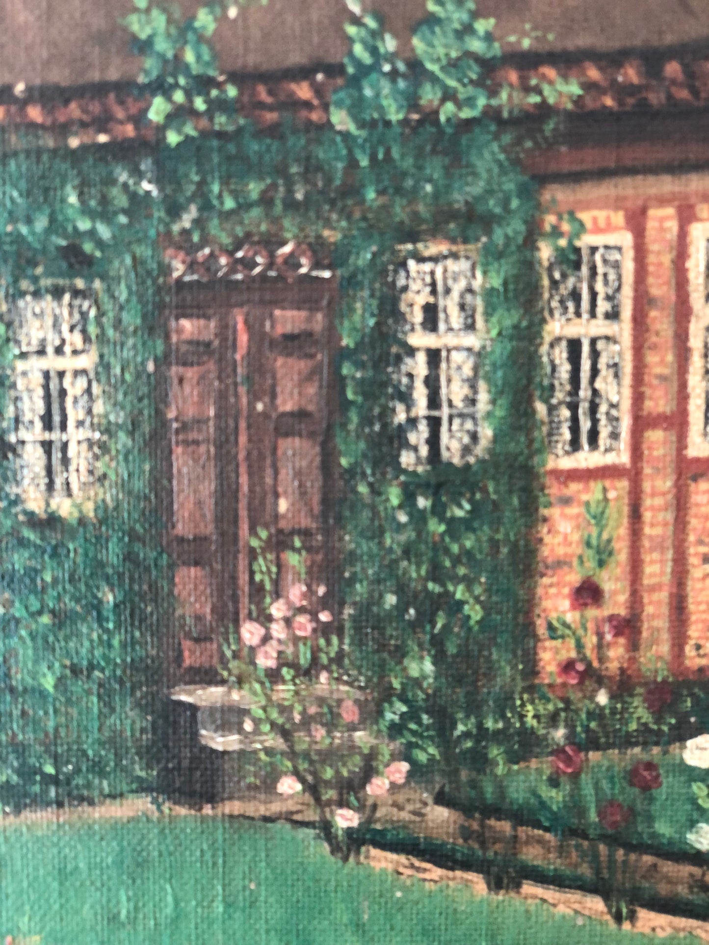 Vintage Original Oil Painting, Framed Cottage Wall Art