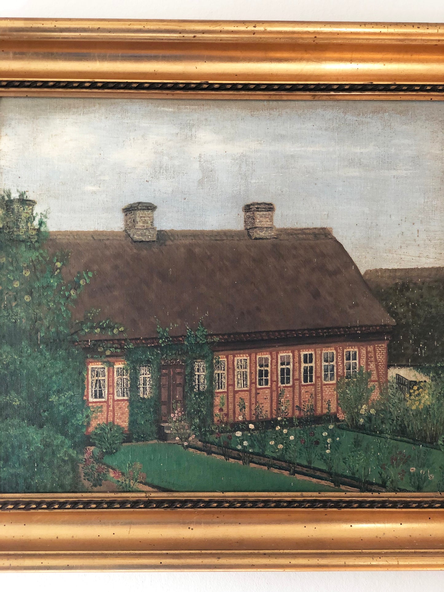 Vintage Original Oil Painting, Framed Cottage Wall Art