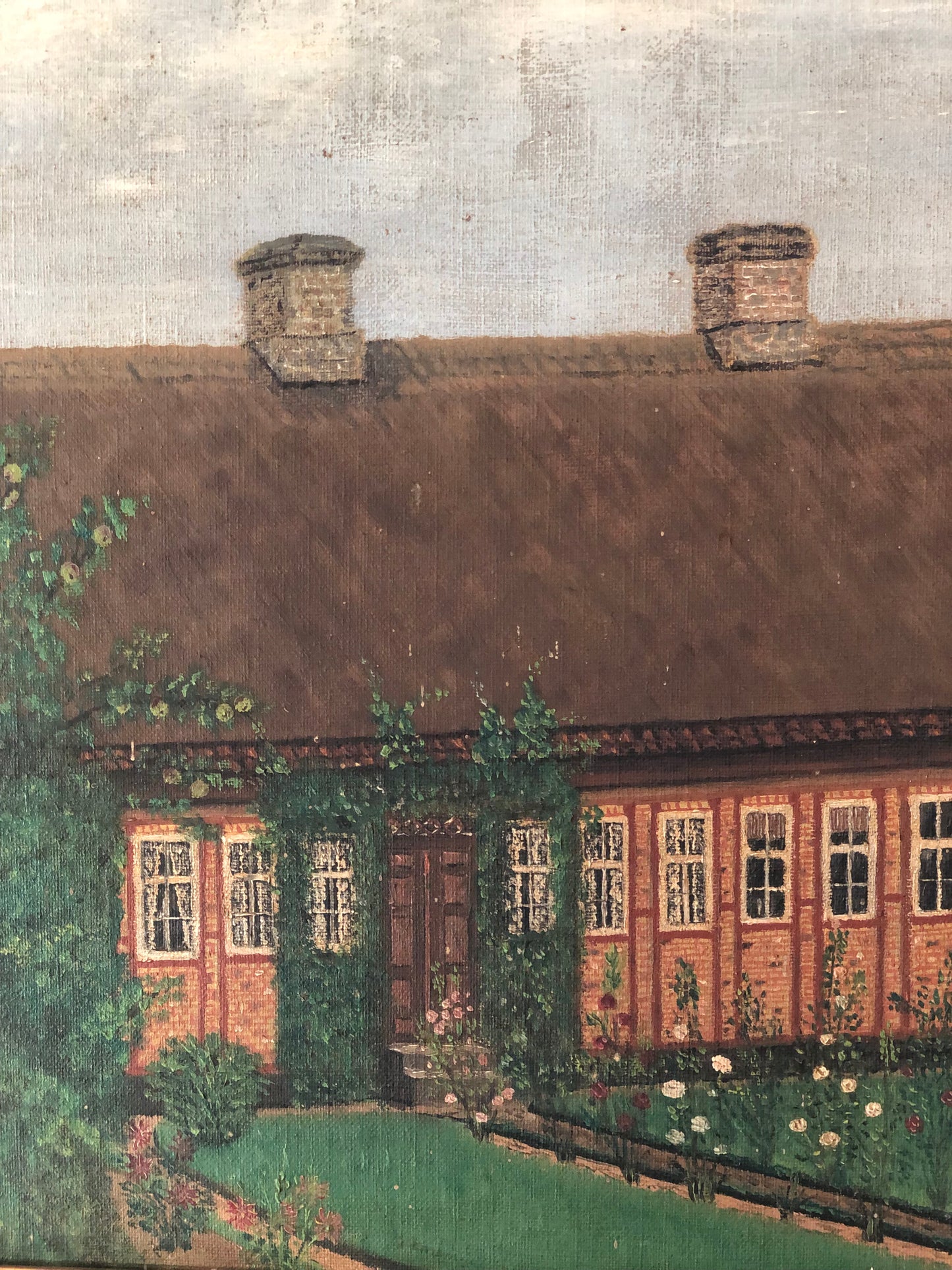 Vintage Original Oil Painting, Framed Cottage Wall Art