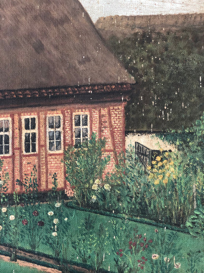 Vintage Original Oil Painting, Framed Cottage Wall Art