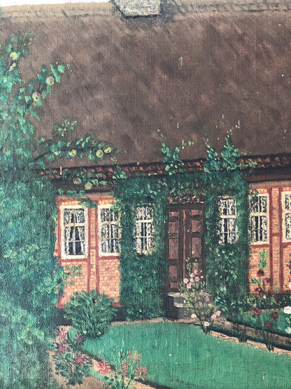 Vintage Original Oil Painting, Framed Cottage Wall Art