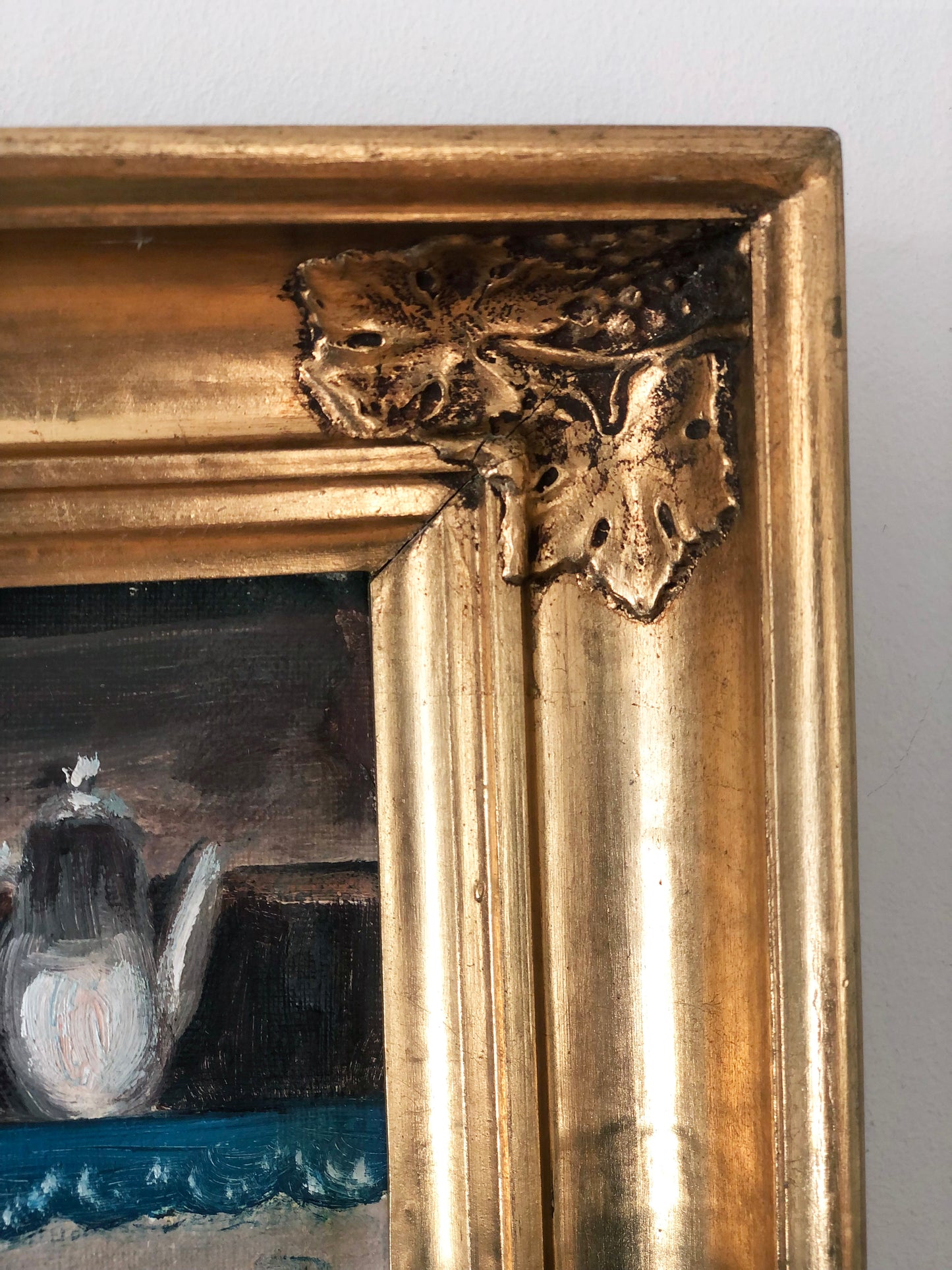 Original Vintage Cottage Interior Oil Painting, circa 1940