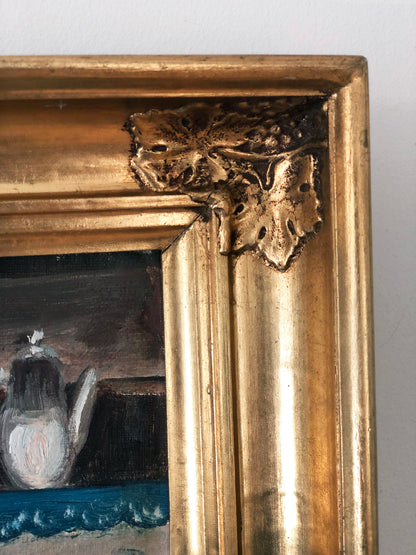 Original Vintage Cottage Interior Oil Painting, circa 1940