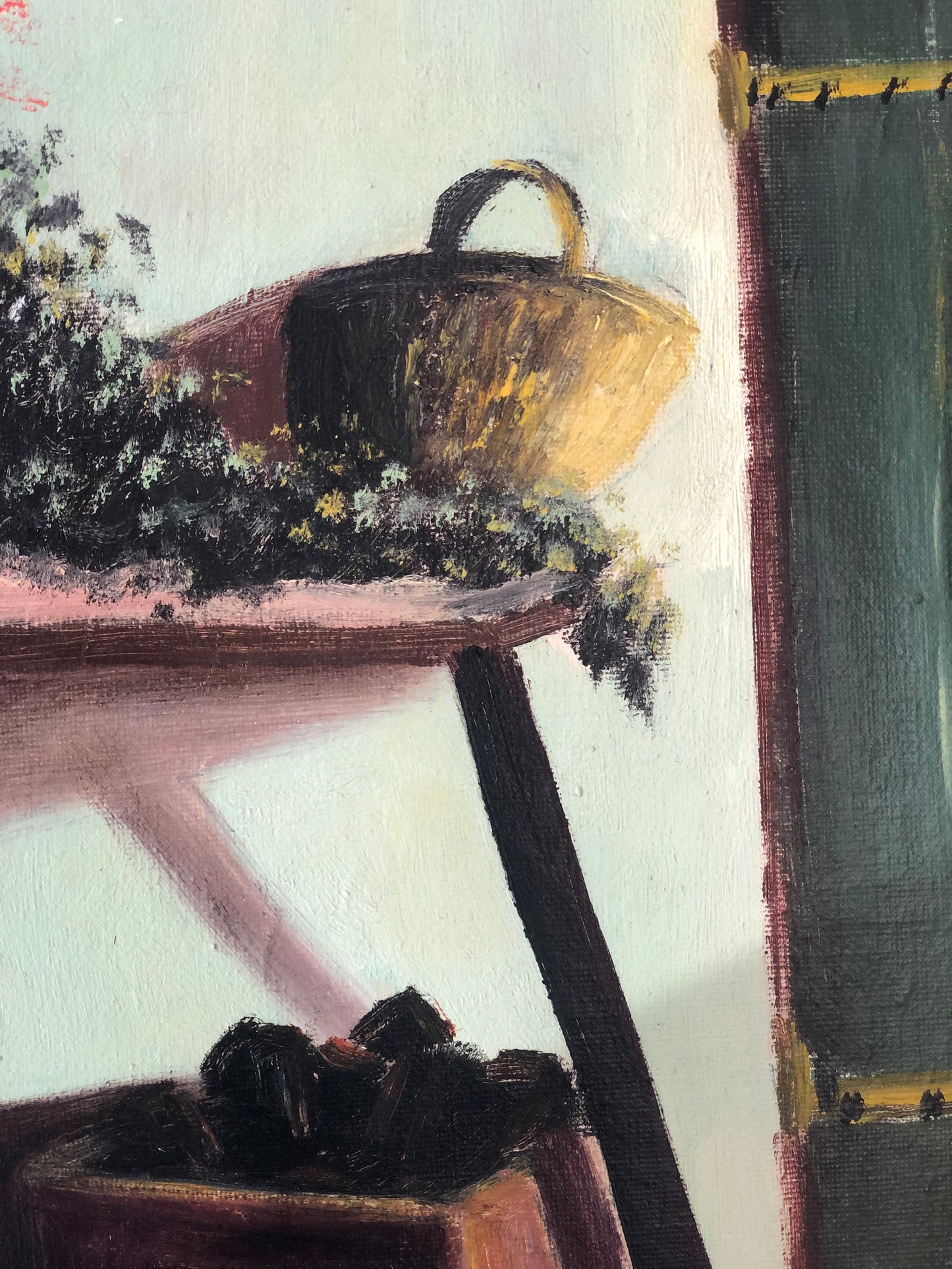 Original Vintage Cottage Interior Oil Painting, circa 1940