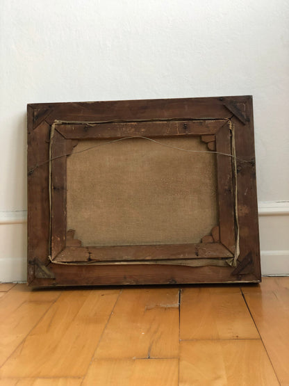 Large Original Vintage Countryside Cottage Oil Painting, circa 1923