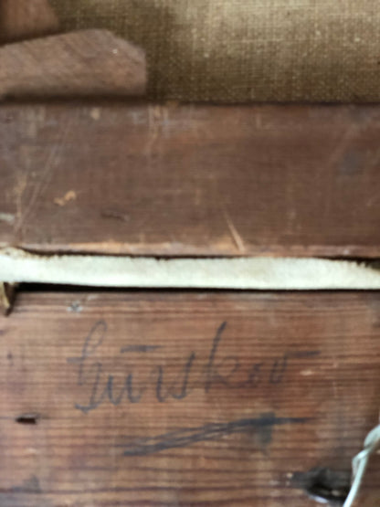 Large Original Vintage Countryside Cottage Oil Painting, circa 1923