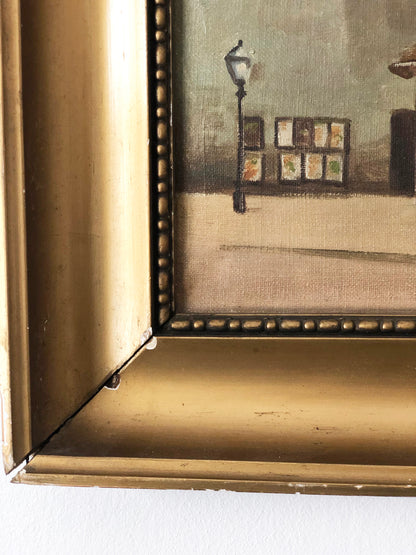 Large Original Vintage Countryside Cottage Oil Painting, circa 1923