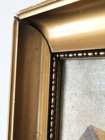 Large Original Vintage Countryside Cottage Oil Painting, circa 1923