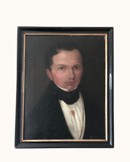 Antique Portrait Painting of A Dutch Gentleman, circa 1840