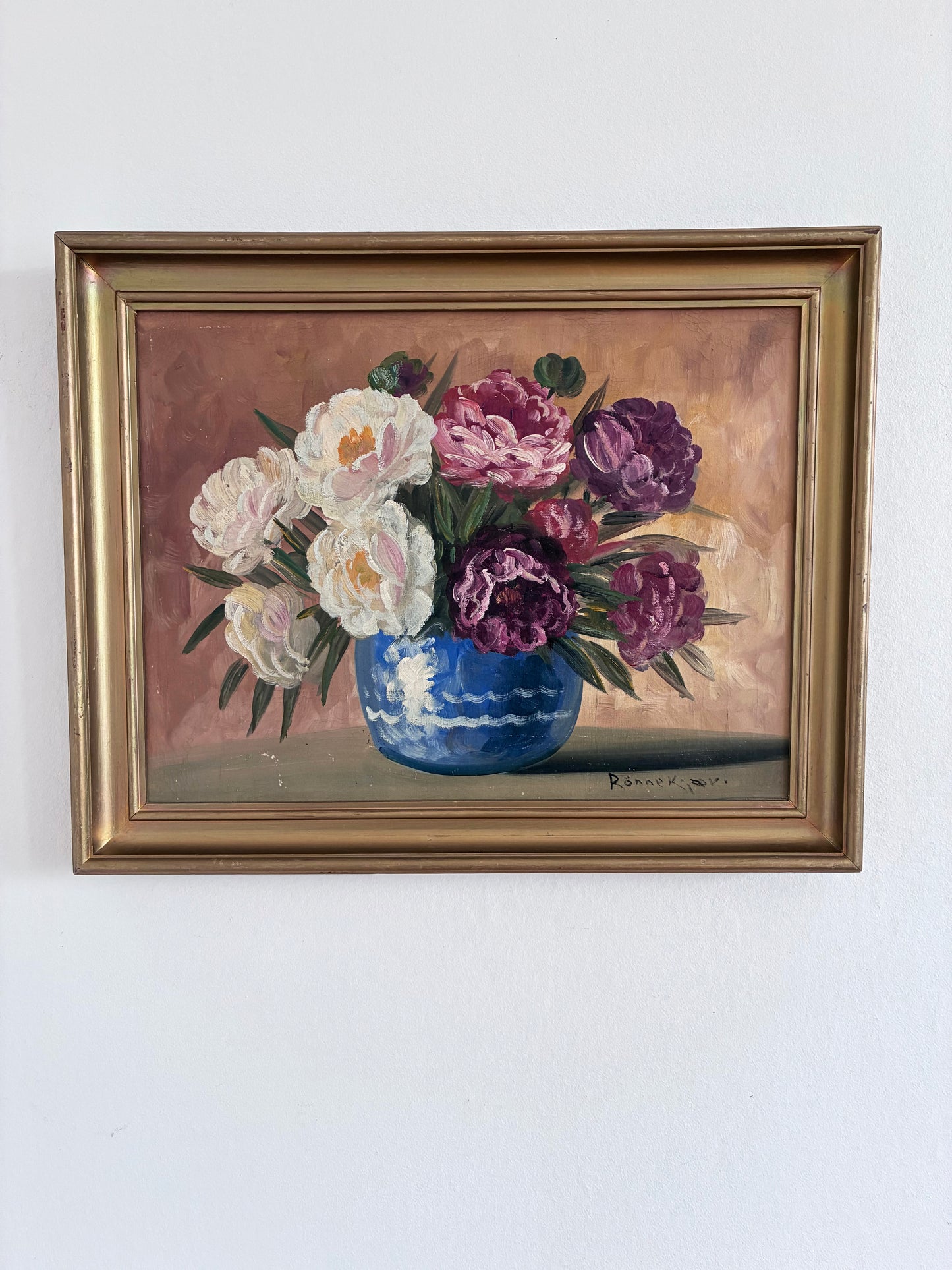 Vintage Original Floral Oil Painting, Signed Flower Art