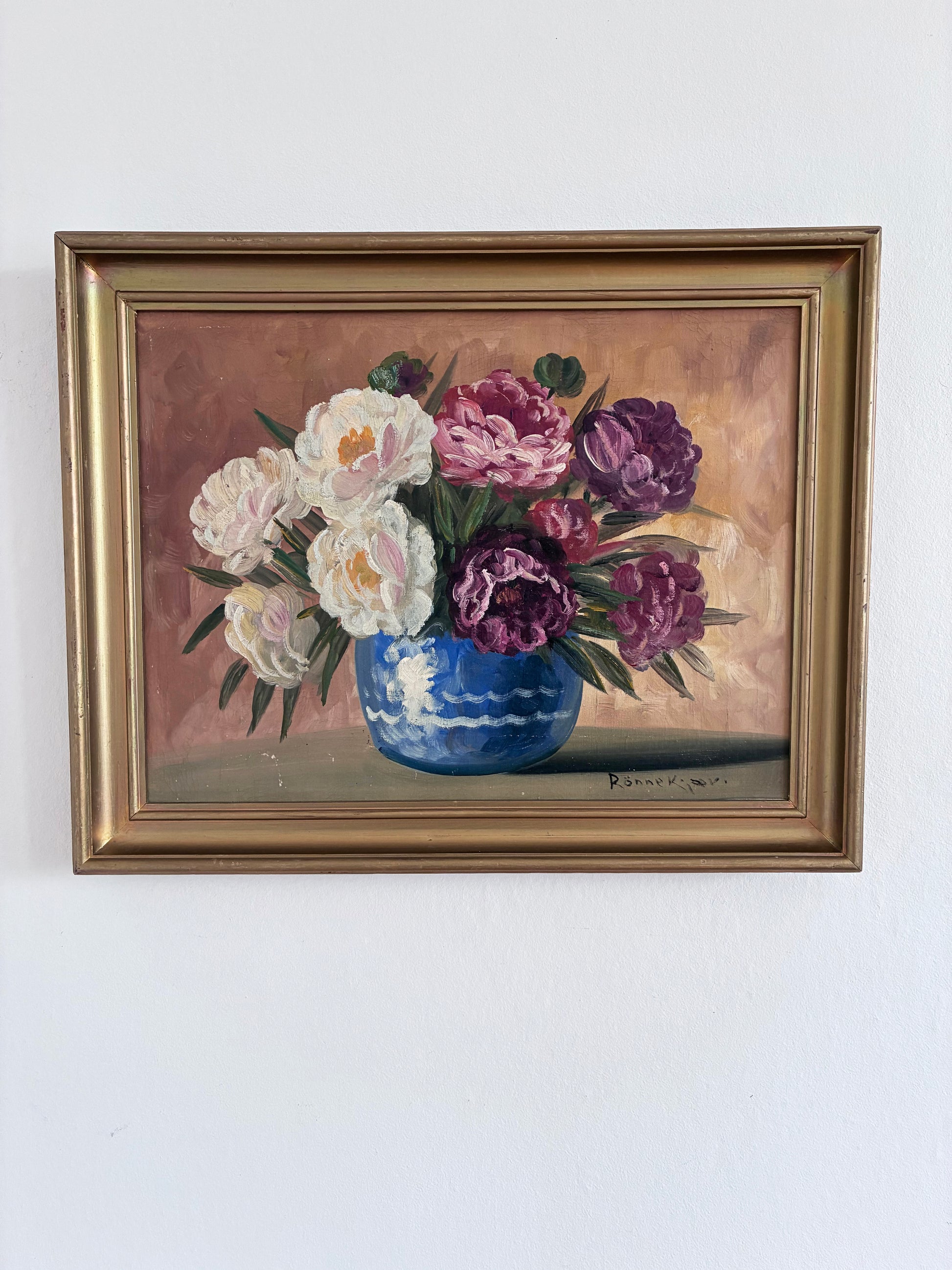 Vintage Original Floral Oil Painting, Signed Flower Art