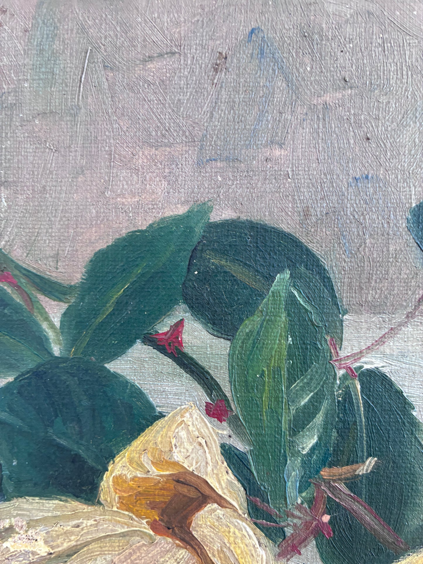 Antique Original Flower Oil Painting, Framed Signed Roses Still Life, c. 1913