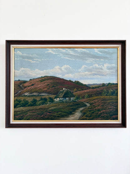 Antique Original Landscape Oil Painting, Signed Countryside Art