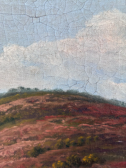 Antique Original Landscape Oil Painting, Signed Countryside Art