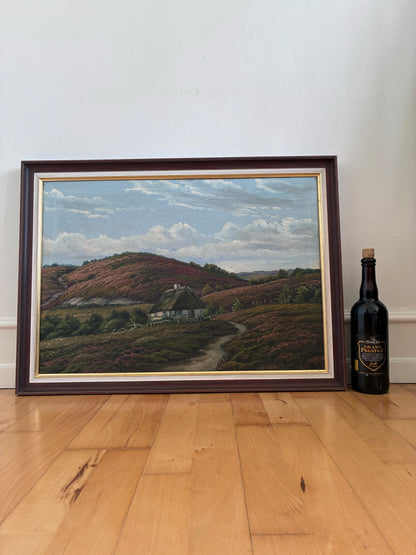 Antique Original Landscape Oil Painting, Signed Countryside Art