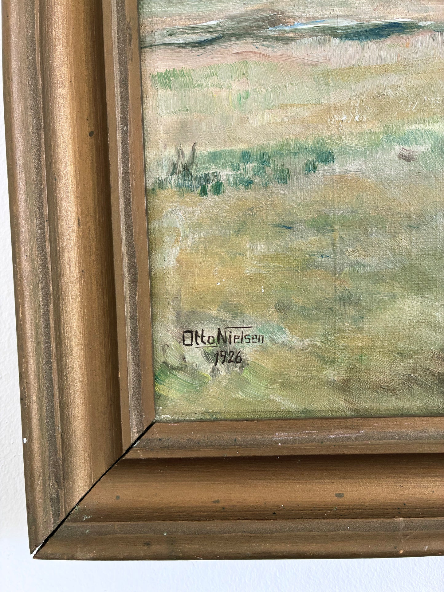 Antique Original Landscape Oil Painting, Signed Countryside Art