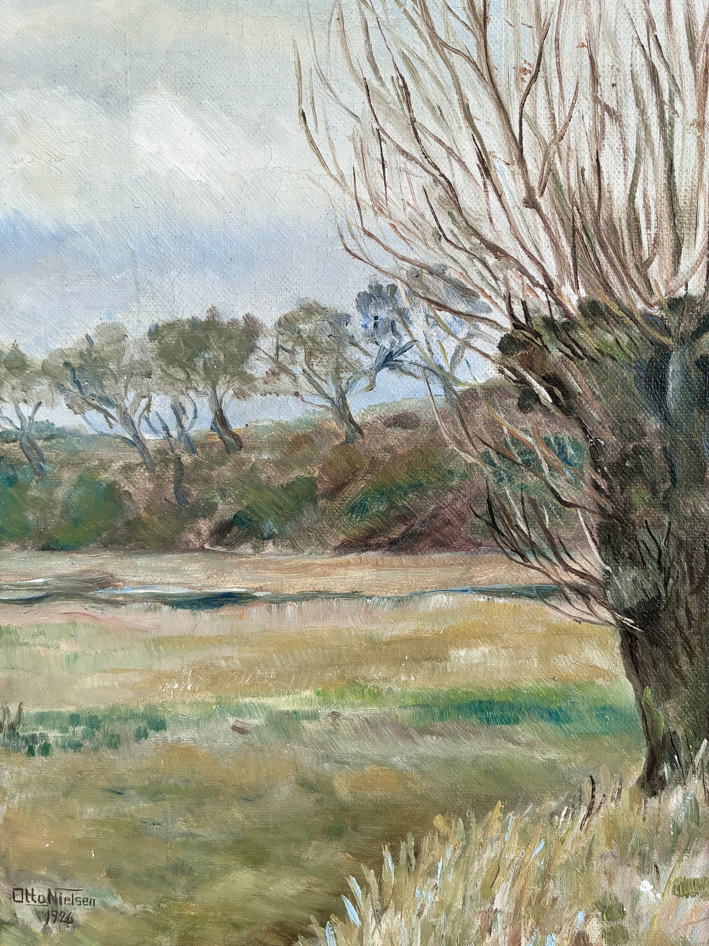 Antique Original Landscape Oil Painting, Signed Countryside Art