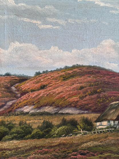  Antique Original Landscape Oil Painting, Signed Countryside Art