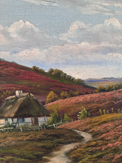 Antique Original Landscape Oil Painting, Signed Countryside Art