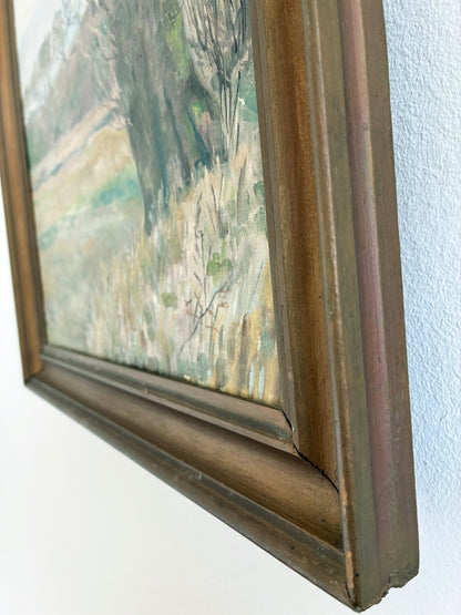 Antique Original Landscape Oil Painting, Signed Countryside Art