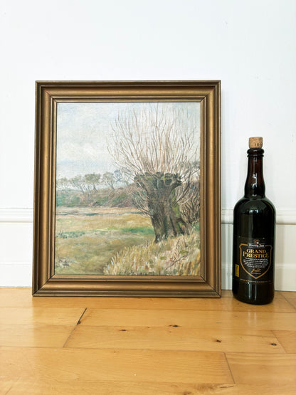 Antique Original Landscape Oil Painting, Signed Countryside Art
