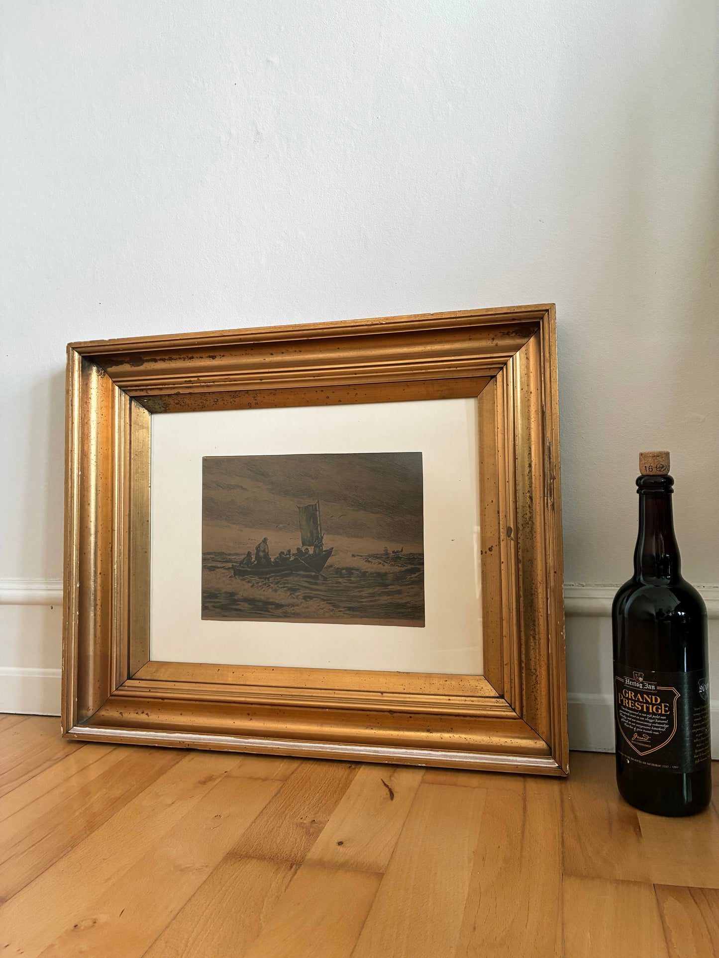 Antique Original Sailing Boat Etching, Signed Nautical Art, 1900