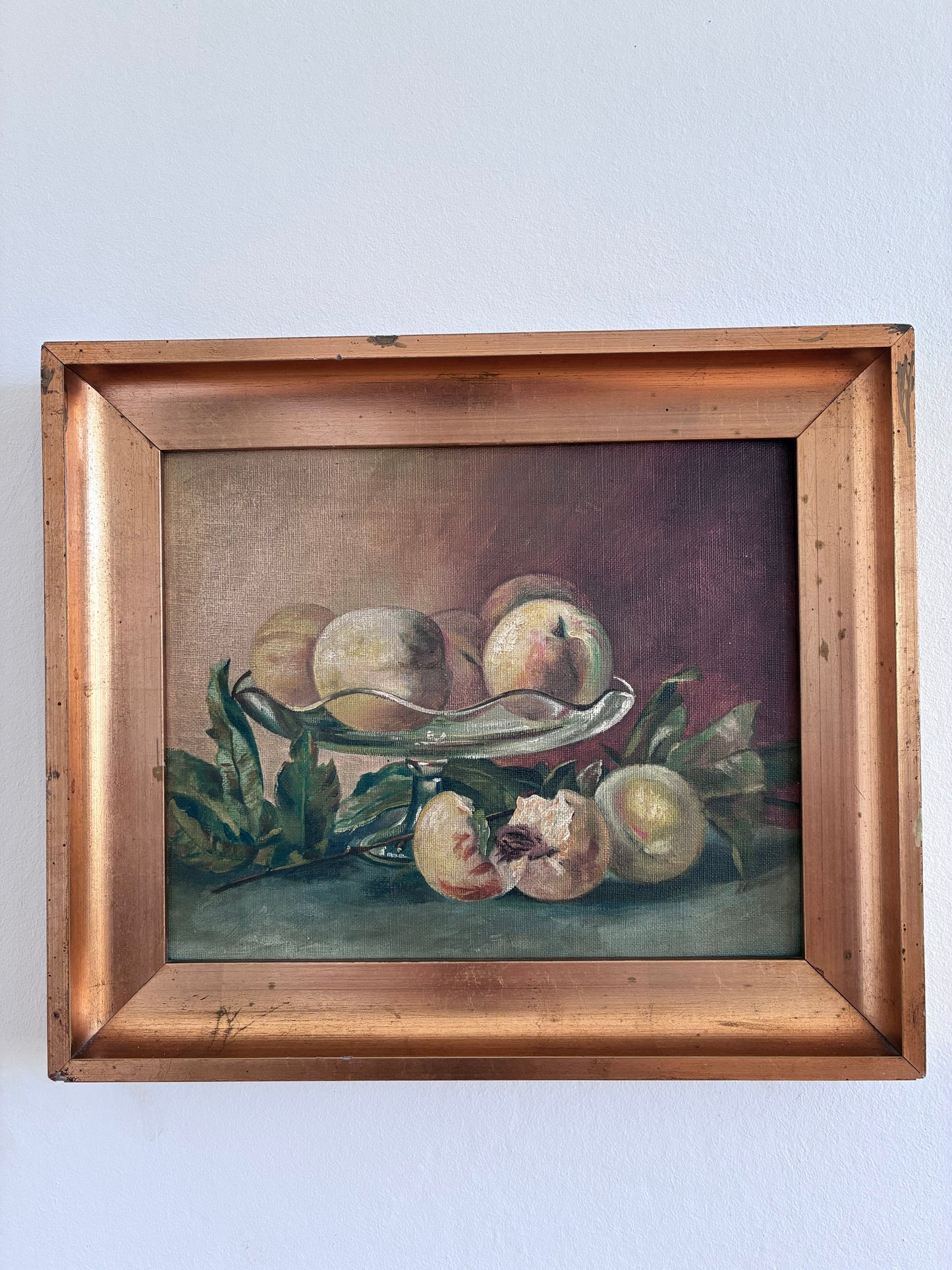 Antique Original Fruit Still Life Oil Painting, Framed Kitchen Wall Art