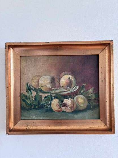 Antique Original Fruit Still Life Oil Painting, Framed Kitchen Wall Art