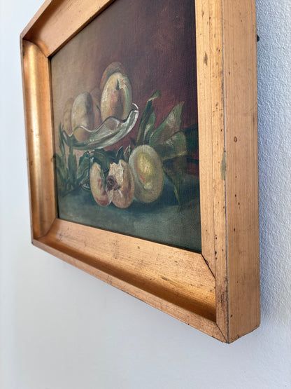 Antique Original Fruit Still Life Oil Painting, Framed Kitchen Wall Art