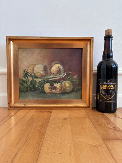 Antique Original Fruit Still Life Oil Painting, Framed Kitchen Wall Art