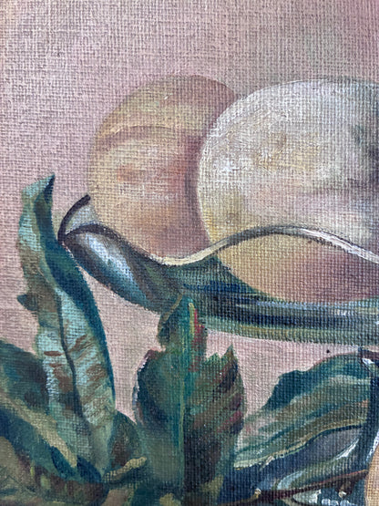 Antique Original Fruit Still Life Oil Painting, Framed Kitchen Wall Art