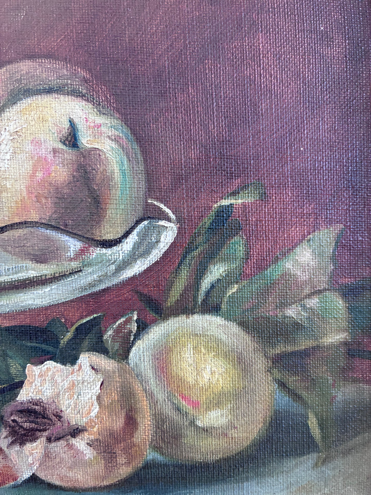 Antique Original Fruit Still Life Oil Painting, Framed Kitchen Wall Art