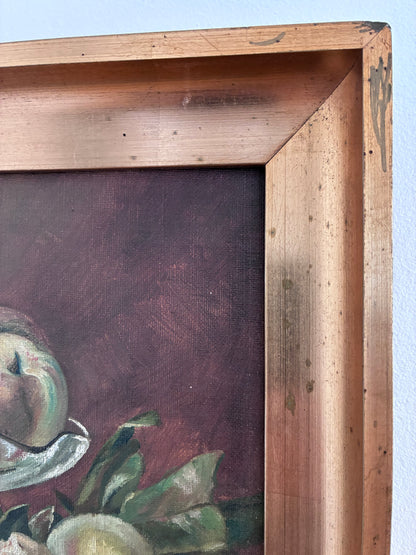 Antique Original Fruit Still Life Oil Painting, Framed Kitchen Wall Art