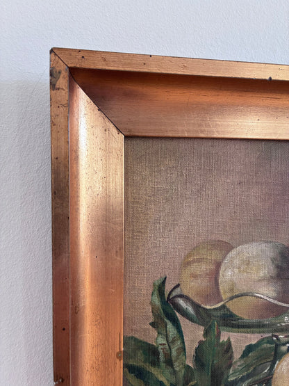 Antique Original Fruit Still Life Oil Painting, Framed Kitchen Wall Art